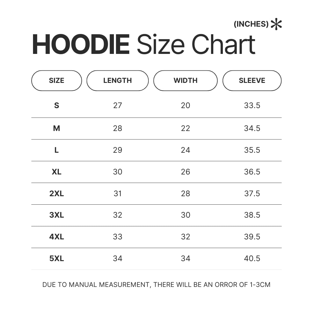 Hoodie Size Chart - Moonrise Store