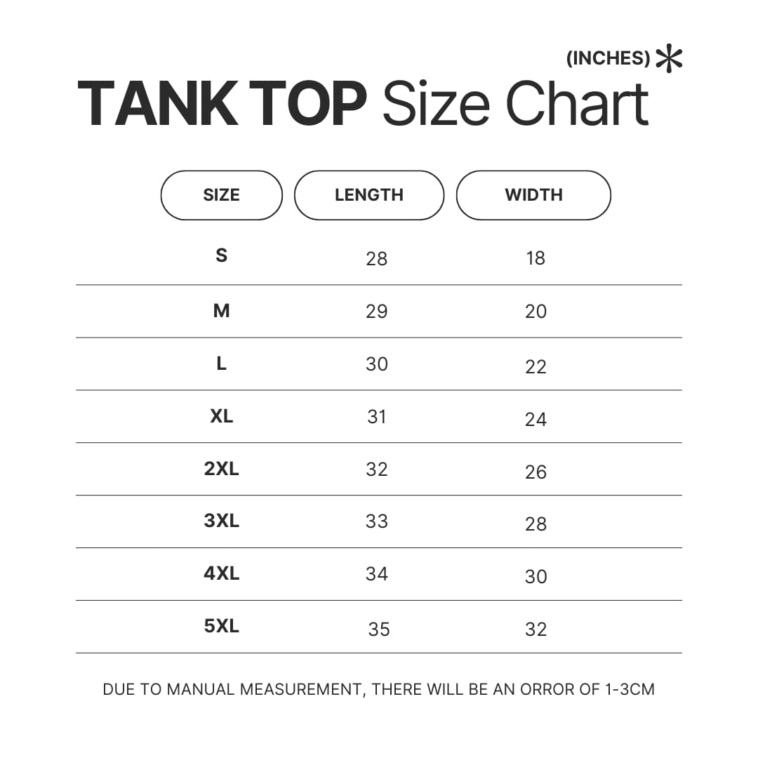 Tank Top Size Chart - Moonrise Store