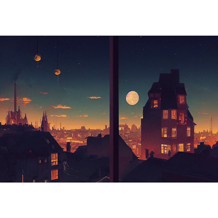 Victorian Rooftops At Moonrise Tote Bag - Image 2