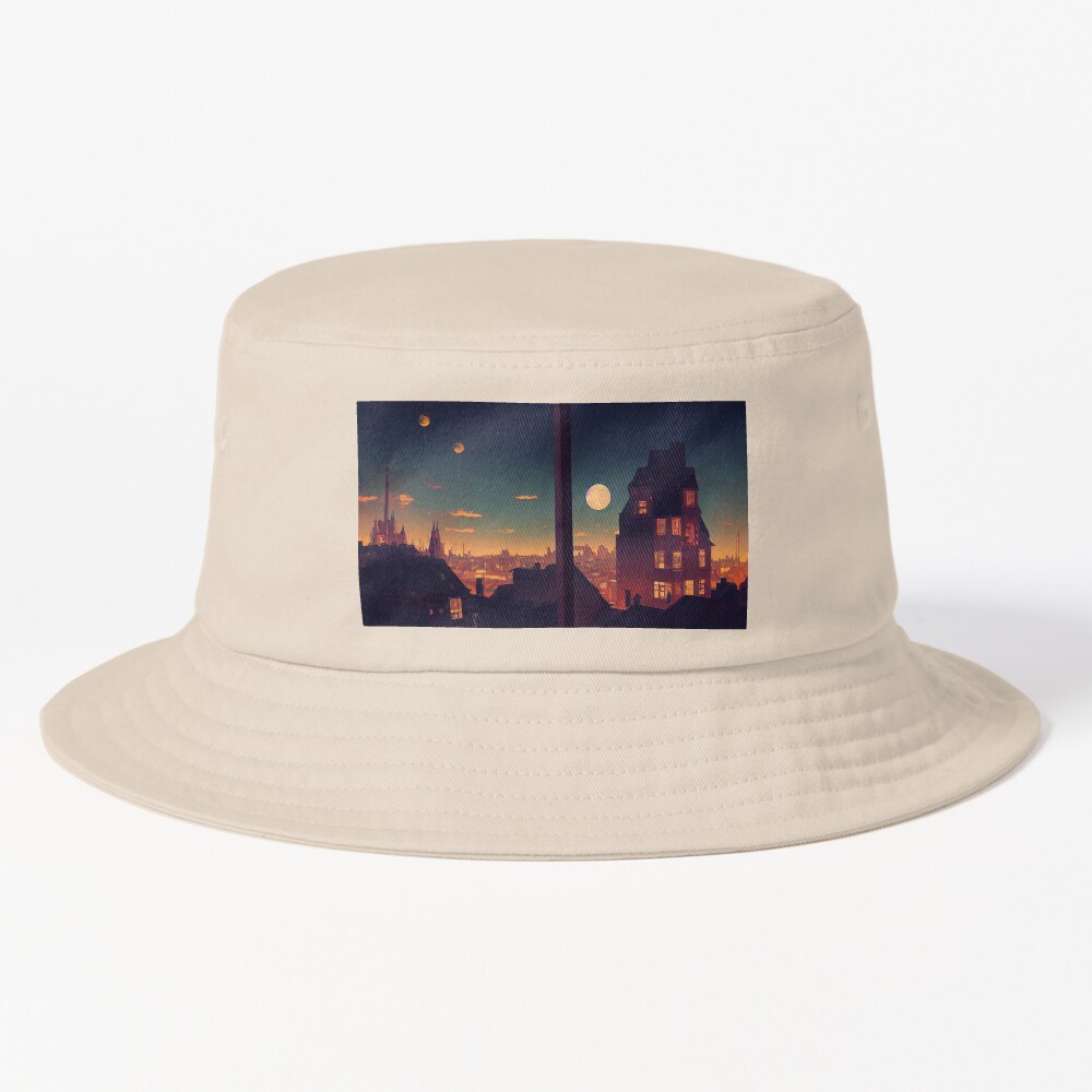 Victorian Rooftops At Moonrise Bucket Hat
