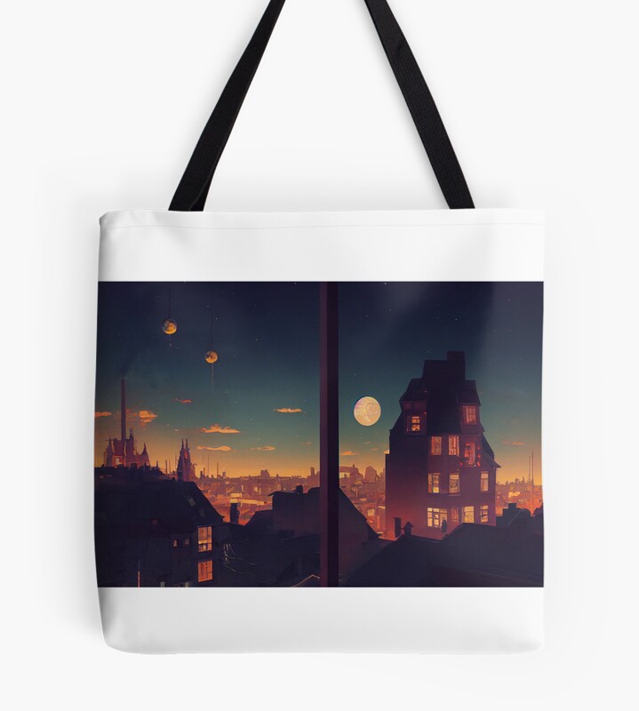 Victorian Rooftops At Moonrise Tote Bag