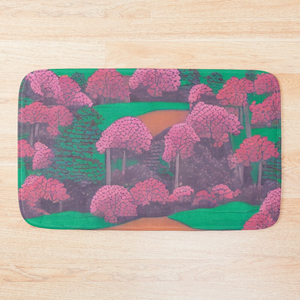 Shadows In The Forest Mystical Moonrise Japanese Landscape Bath Mat