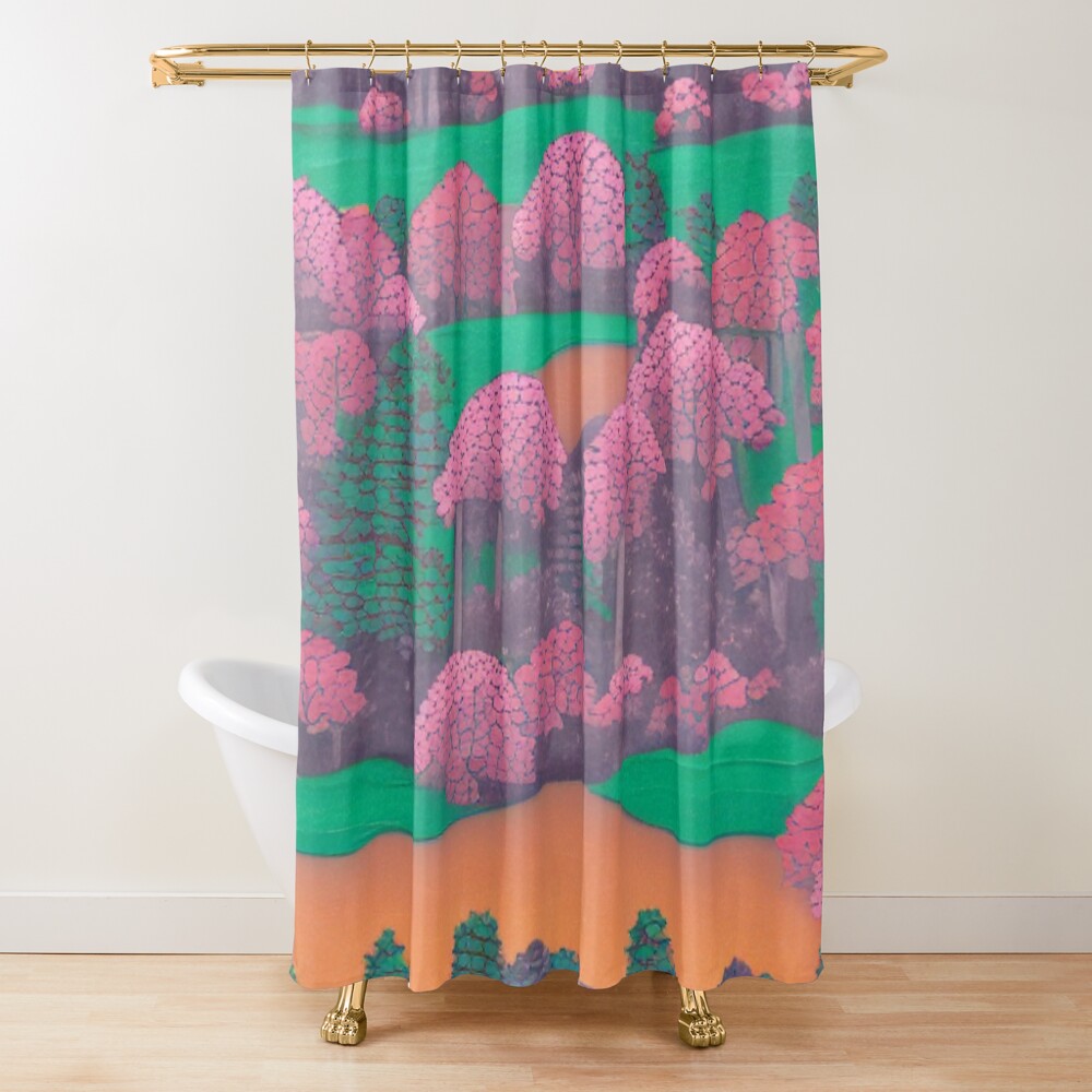Shadows In The Forest Moonrise Japanese Landscape Shower Curtain